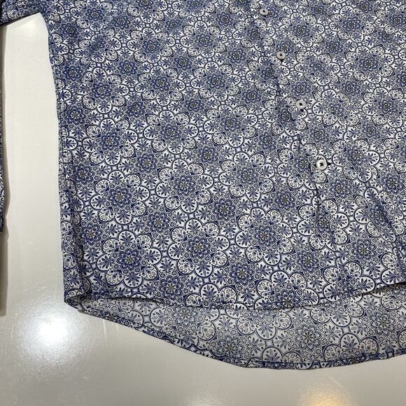 GEORG ROTH Los Angeles Designer Men’s Paisley Dress Shirt Blue White Floral XL - Picture 2 of 9